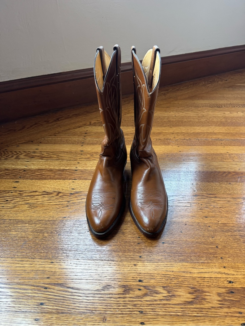 Vintage Justin Style 5524 Men’s 10D Brown Leather Cowboy Western Boots Made USA